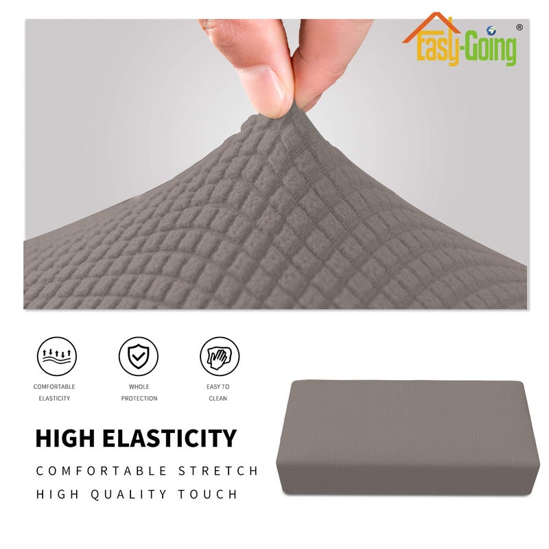 Easy-Going Stretch Ottoman Cover Folding Storage Stool Furniture Protector Soft Rectangle slipcover with Elastic Bottom (XX-Large,Taupe) - Image 3
